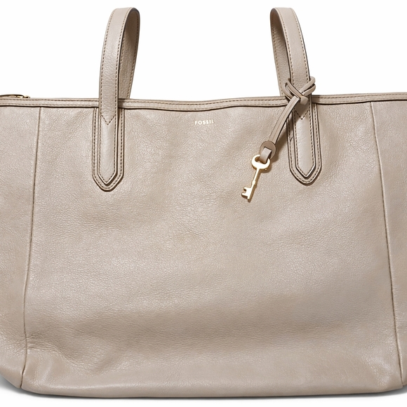 👜 Fossil Leather Tote BagTaupe/BeigeClassic Work & Everyday Carry